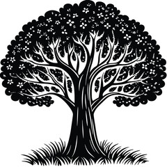Obraz premium Tree vector silhouette, isolated white background