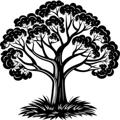 Obraz premium Tree vector silhouette, isolated white background