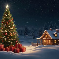 Fototapeta premium Christmas tree in the night