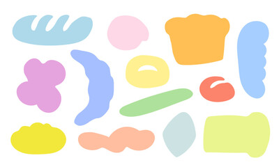 Set of abstract bread design shapes. Hand drawn illustration vector.