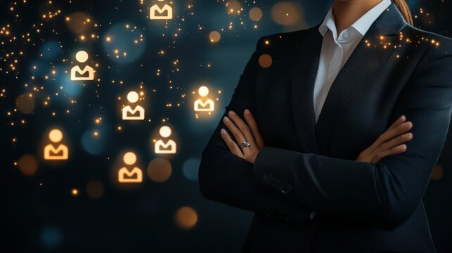 Confident businesswoman in power suit, portrait of professional success and leadership