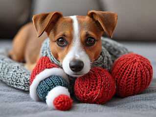 Christmas-themed toys for pets, like chew toys shaped like snowmen, reindeer, or candy canes, or interactive toys with holiday designs.