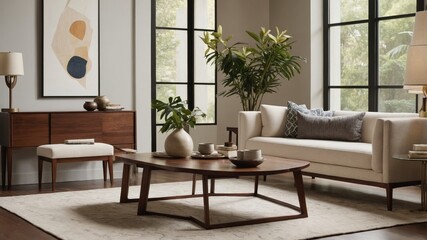 modern living room with modern table