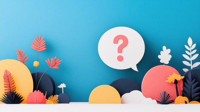 A speech bubble with a question mark inside, prompting viewers to think critically and challenge assumptions.