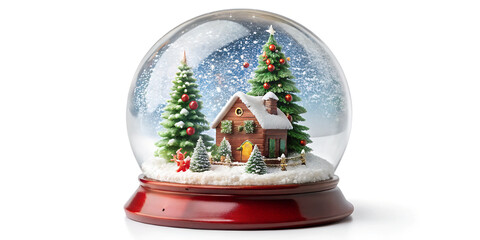 Snow globe decorative Christmas isolated on white background.