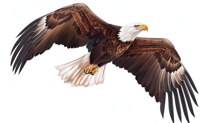 Fototapeta premium A detailed illustration of a bald eagle in flight.