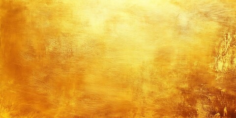 Fototapeta premium Glowing gold foil metal panel wall with copy space, abstract