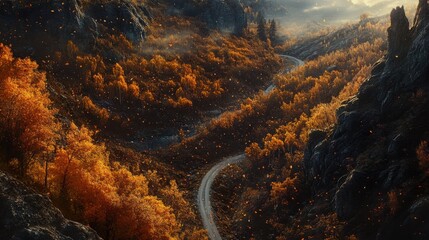 Masterpiece 8K photo capturing a vast maple forest in peak