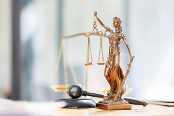 Lady Justice statue in law on office. Law and justice concept
