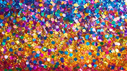 Vibrant new year's celebration background with bright, colorful party confetti, sparkling lights, and festive atmosphere for a joyful holiday party or event theme