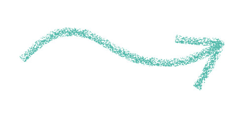 Hand drawn simple arrow drawn with wax crayon, chalk or charcoal. Uneven dry texture for underlining highlighting. Pencil drawn lines, strikethrough, grungy vector isolated on white