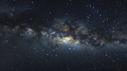 Fototapeta premium A dark, starry sky with a band of the Milky Way galaxy running through the center.