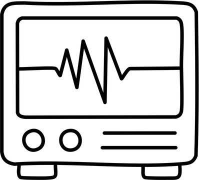 black and white heart monitor clip art preview