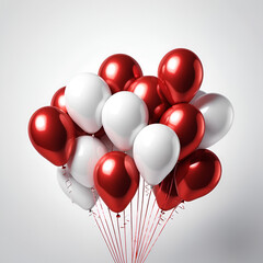 red and white balloons on white background