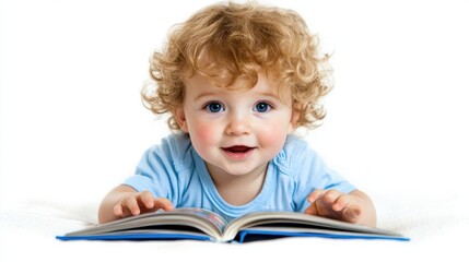 Child Reading Storybook in Serene Bedroom Setting