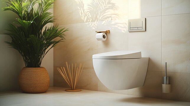 Modern bathroom white toilet right side mounted wall Modern, luxury hung