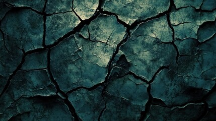 Deep Teal Cracked Earth Texture Background