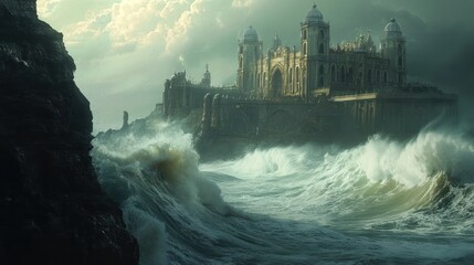 A Majestic Castle Braving the Storm
