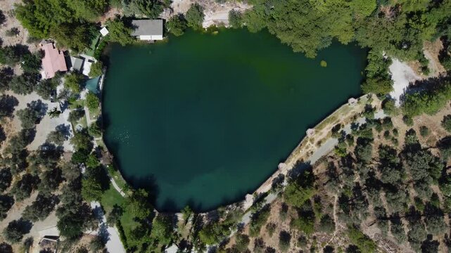 Lake of Zaros Votomos Aerial Top View, Psiloritis, Crete, Greece