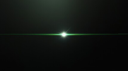 Elegant green flare crossing a black background horizontally, sleek and minimalist design with a modern aesthetic
