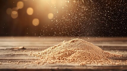 Precision sanding of a mahogany table, glowing grains under soft light, woodworking finesse