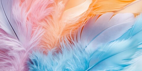 Obraz premium Abstract pastel feather background with soft hues of pink and blue conveying a serene 
