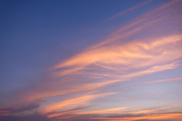 Dramatic sunset skies, cloudscape of rich color twilight sky. Sunset cloud background.