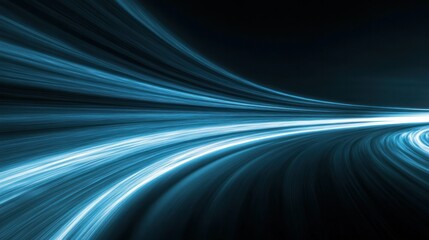 Elegant light blue light flare extending horizontally on black background, clean modern minimalist aesthetic