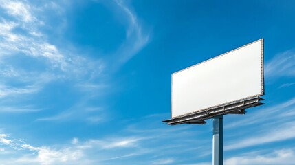 Fototapeta premium Blank billboard against a blue sky with clouds.