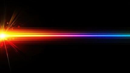 Obraz premium Elegant rainbow light beam glowing across black background, sleek minimalist design with modern appeal