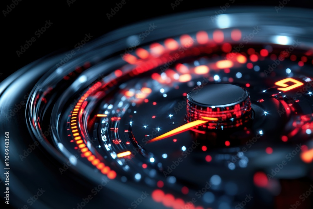 Aufkleber a speedometer reaching maximum levels representing 5g connectivity, showcasing unmatched speed.