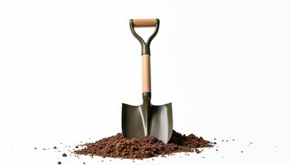 Tilted shovel in soil or Shovel at an angle with dirt