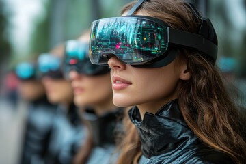 A team engaging in augmented reality environments for collaborative planning, representing innovation.