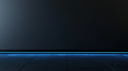 Horizontal light blue light glowing subtly on black, minimalist design exuding sleek modern elegance
