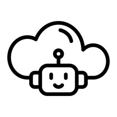 Bot Cloud Line Icon