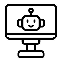 Bot Computer Line Icon