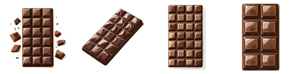Flat style illustration of a chocolate bar, isolated on a white background. collection set png.