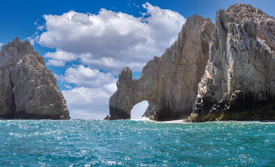 Los Cabos, Mexico, boat trip around scenic Arch of Cabo San Lucas, Playa Amantes, Playa del Divorcio and other scenic beaches.
