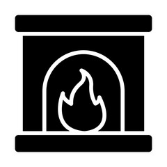 Christmas Fireplace Solid Icon