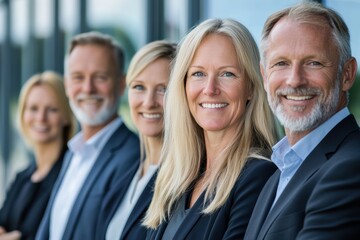 Obraz premium A confident leader stands with purpose, his team of diverse individuals behind him, symbolizing unity and strength in a powerful, urban setting.