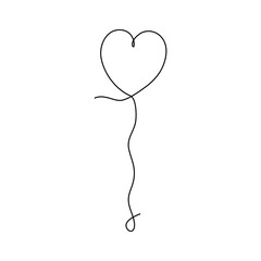 Valentines day love sign in continuous one line drawing. Romantic symbol for Valentines day card and banner in simple linear style. Editable stroke. Doodle vector illustration