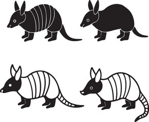 armadillo set of design set of black collection art 