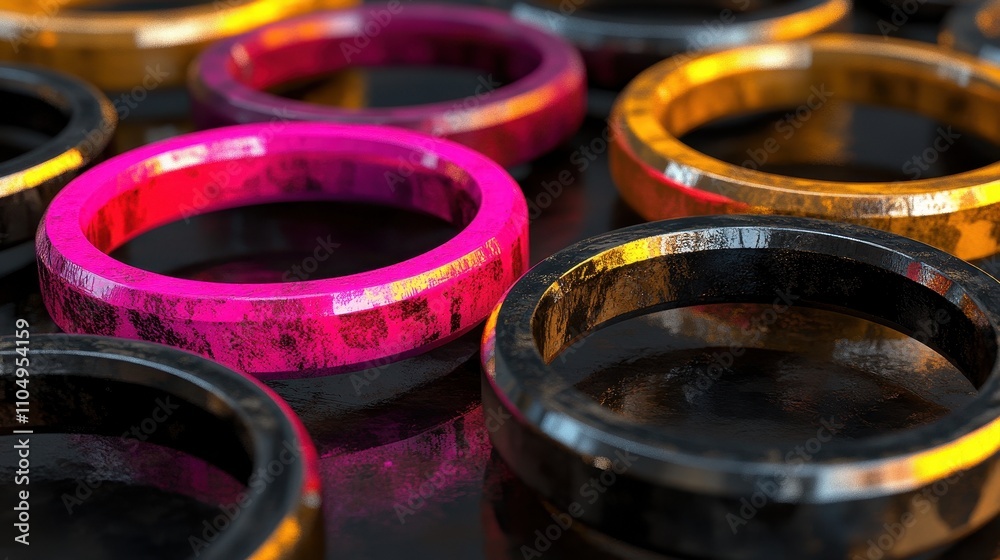Poster abstract rings displaying vivid colors and textures