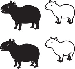 capybara set of design set of black collection art 