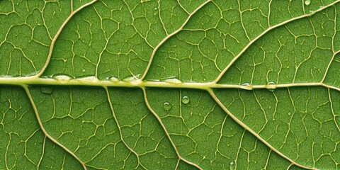 Obraz premium Clear drops on green leaf Lush green leaf A detailed 