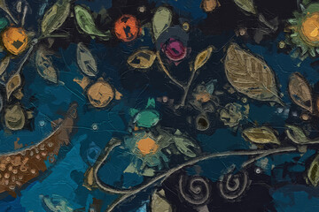 Oil paintings and various flowers, marine creatures, tigers, chrysanthemums, landscapes, cranes,...