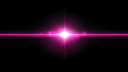 Obraz premium Pink light flare crossing horizontally on black, minimalist modern appeal with a clean and elegant design
