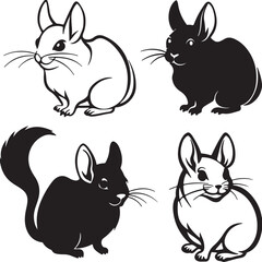 set of rabbits cat vector