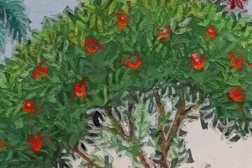 Oil paintings and various flowers, marine creatures, tigers, chrysanthemums, landscapes, cranes,...
