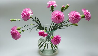 Obraz premium A beautiful bouquet of pink carnations in full bloom, showcasing elegance and natural beauty for interior decoration.